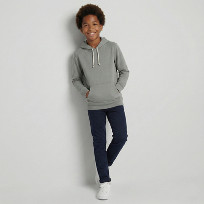 Kinder Hoodie – Grau mit Kängurutasche