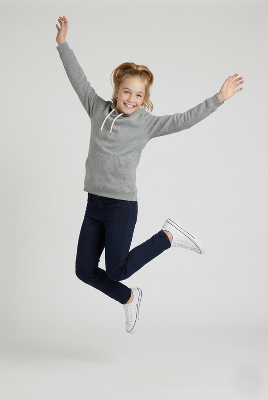 Kinder Hoodie – Dunkelgrau mit Kängurutasche