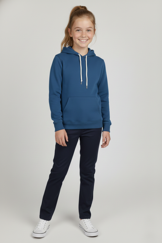 Kinder Hoodie – Blau mit Kängurutasche
