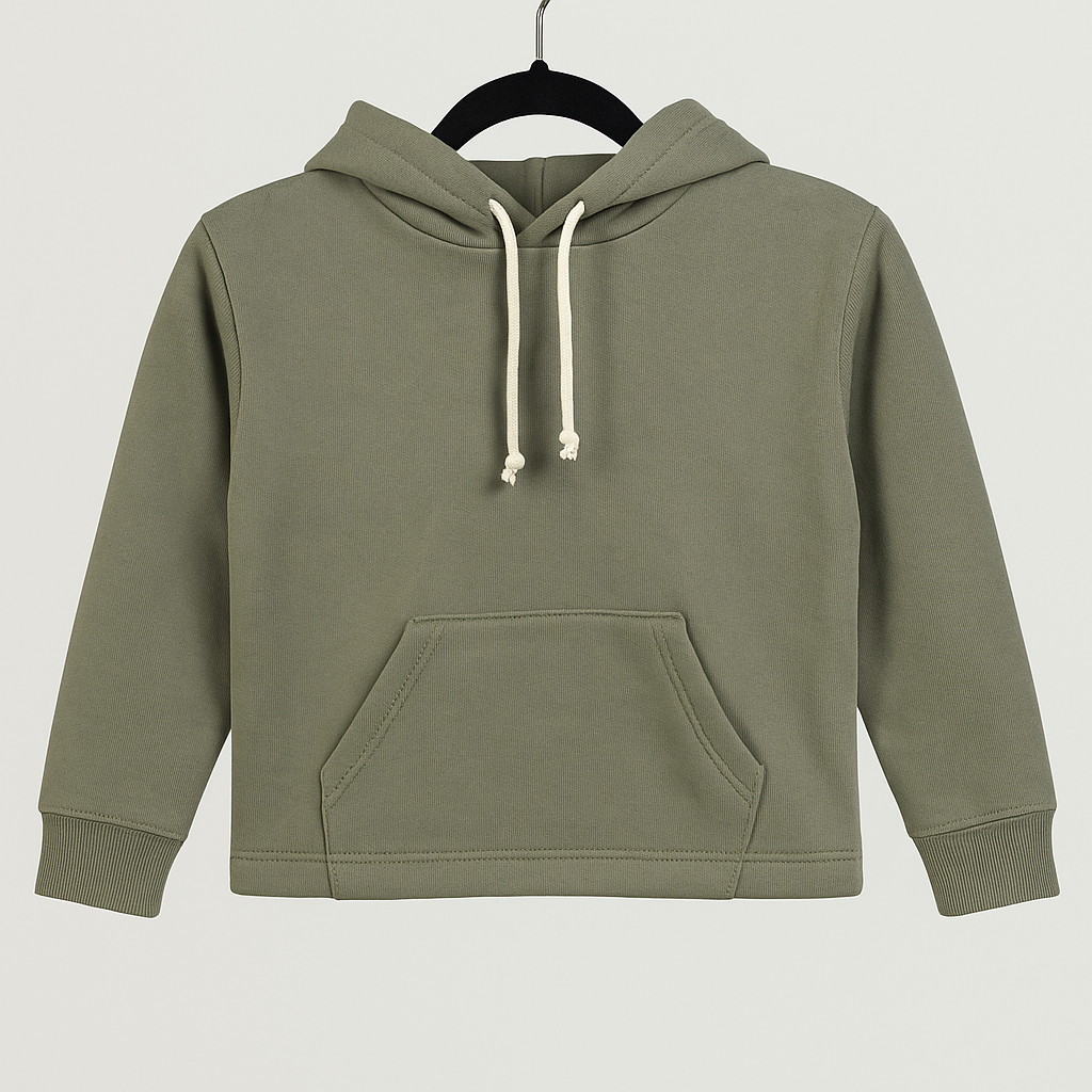 Kinder Hoodie – Khaki mit Kängurutasche