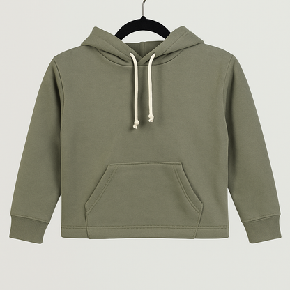Kinder Hoodie – Khaki mit Kängurutasche