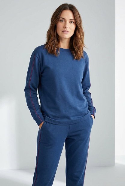 Unisex Homewear Set – Dunkelblau mit Kontraststreifen
