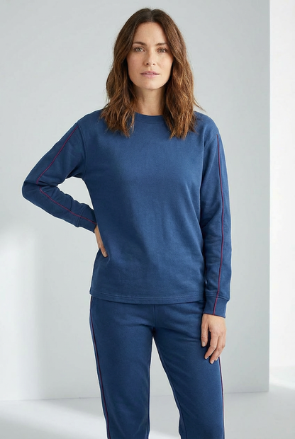 Unisex Homewear Set – Dunkelblau mit Kontraststreifen