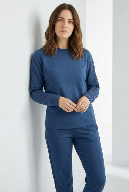 Unisex Homewear Set – Dunkelblau mit Kontraststreifen