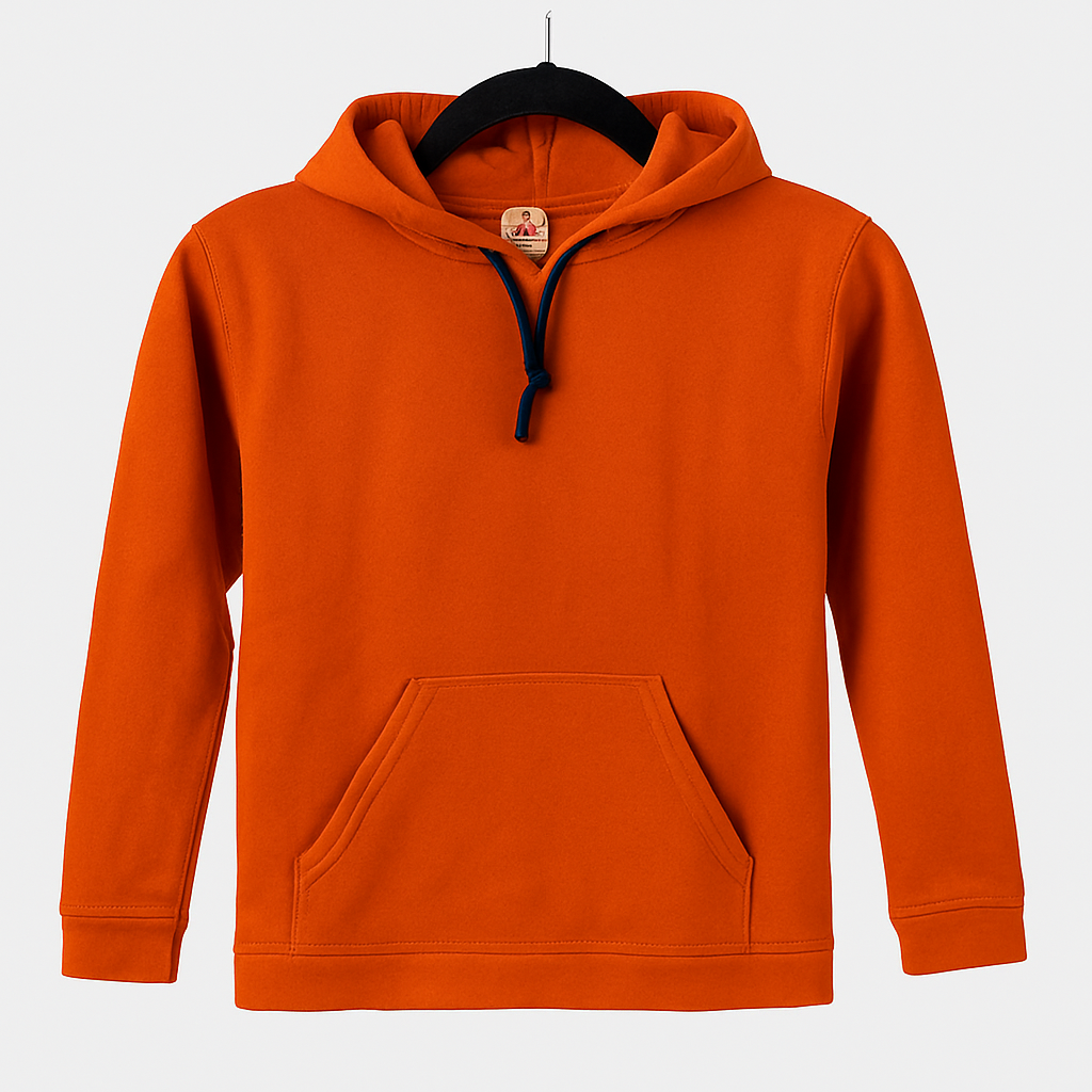 Kinder Hoodie – Orange mit Kängurutasche