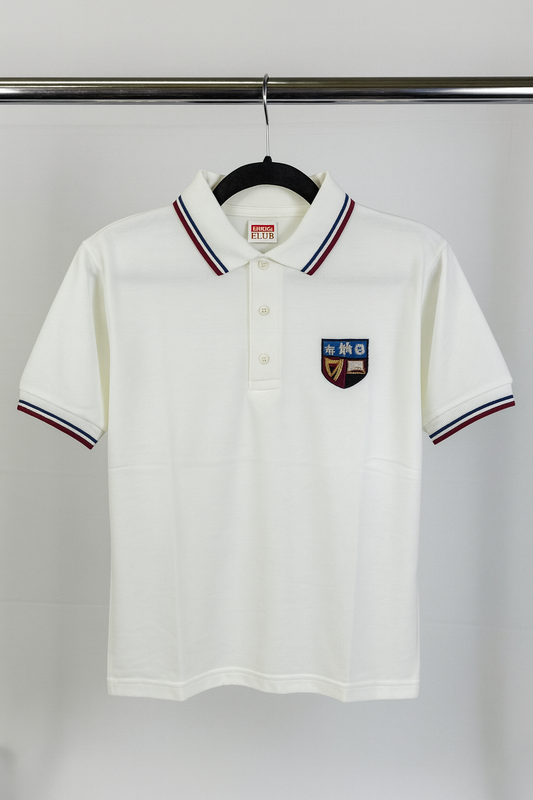 Kinder Polo-Shirt – Weiß mit rot-blauen Details