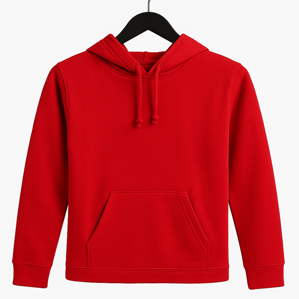 Kinder Hoodie – Rot mit Kängurutasche