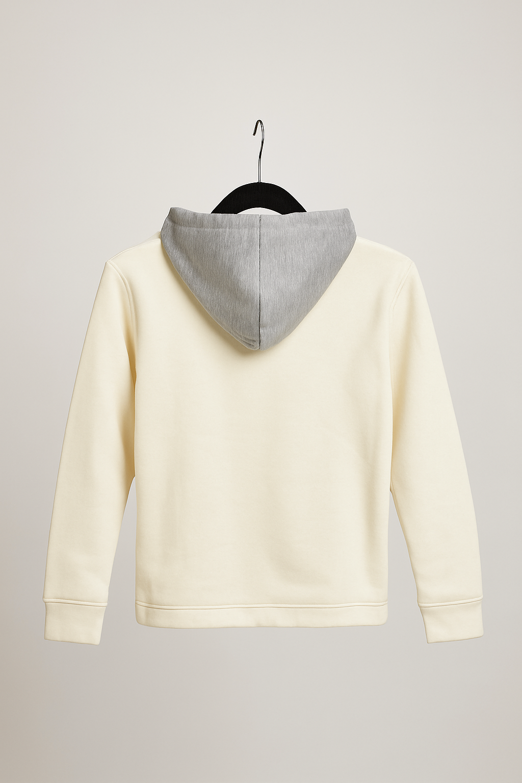 Kinder Hoodie – Weiß mit grauer Kapuze und Kängurutasche