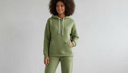 Damen Homewear-Set – Olivgrün mit Streifendetails